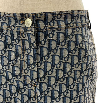 Christian DIOR | Total Pattern Oblique Jacquard Logo Button Back Slit Skirt |