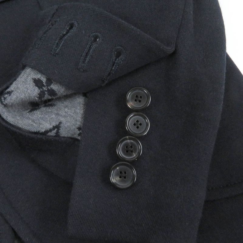 Louis Vuitton 21SS Wool Cotton Monogram Jersey Single Tailored Jacket Navy 46