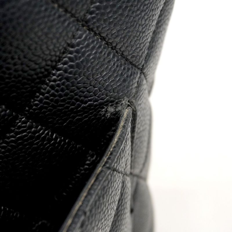 Chanel Tote Bag Revival Tote Caviar Skin Black Silver Hardware Women's