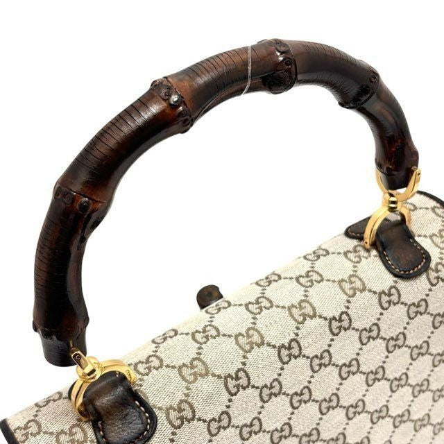 Gucci GG Bamboo 1947 Vintage Sherry Bag Purse Tan Brown Leather Handle
