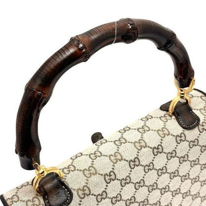 Gucci GG Bamboo 1947 Vintage Sherry Bag Purse Tan Brown Leather Handle