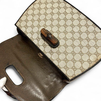 Gucci GG Bamboo 1947 Vintage Sherry Bag Purse Tan Brown Leather Handle