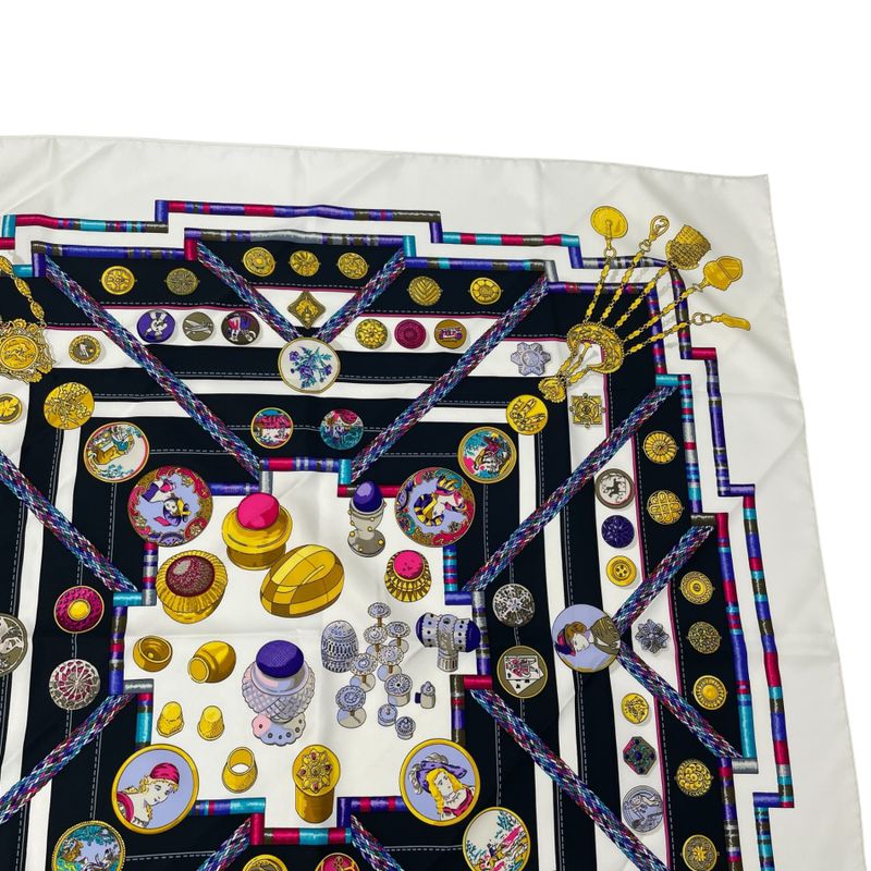 Hermes Carre 90 Pelile Main Seamstress Scarf Silk Multicolor