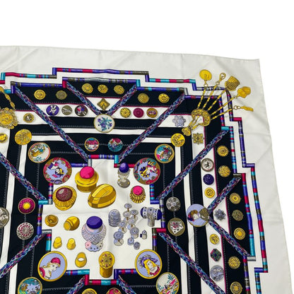 Hermes Carre 90 Pelile Main Seamstress Scarf Silk Multicolor