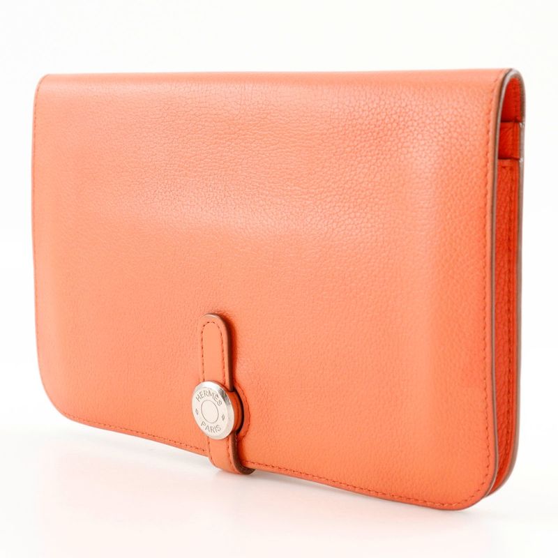 Hermes Dogon GM Chevre Pink □R Ladies Long Wallet