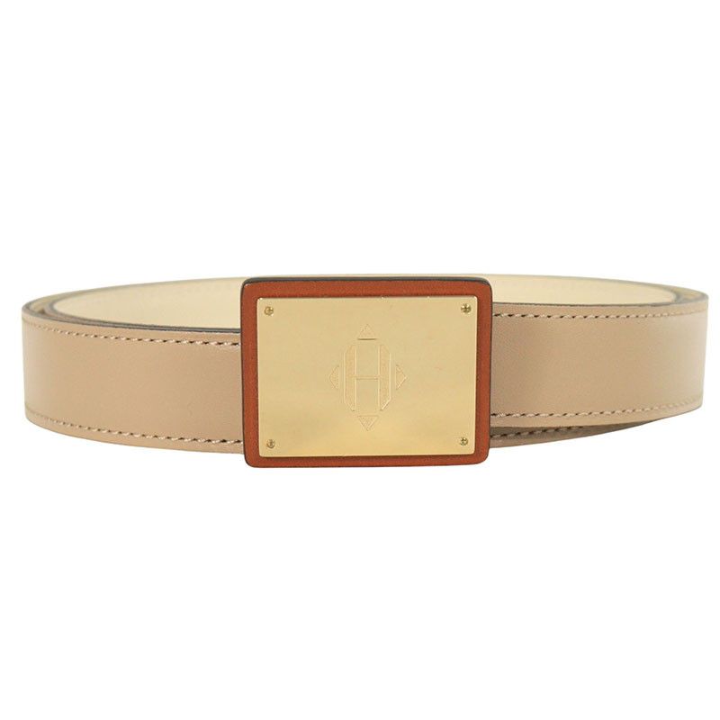 Hermes □R Engraved Reversible Leather Belt Men 90