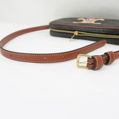 Celine Mini Camera Triomphe Shoulder Bag Pouch Bag Brown Multicolor -