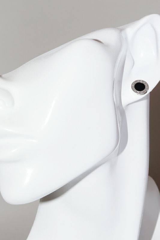 Bulgari Earrings 18K White Gold Onyx Bulgari Single Earrings Only One Side