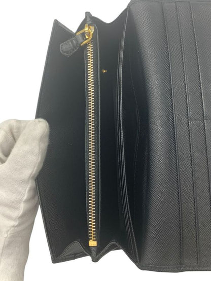 2589 Prada Bifold Long Wallet 1m1132 Saffiano Leather Ribbon Nero Black