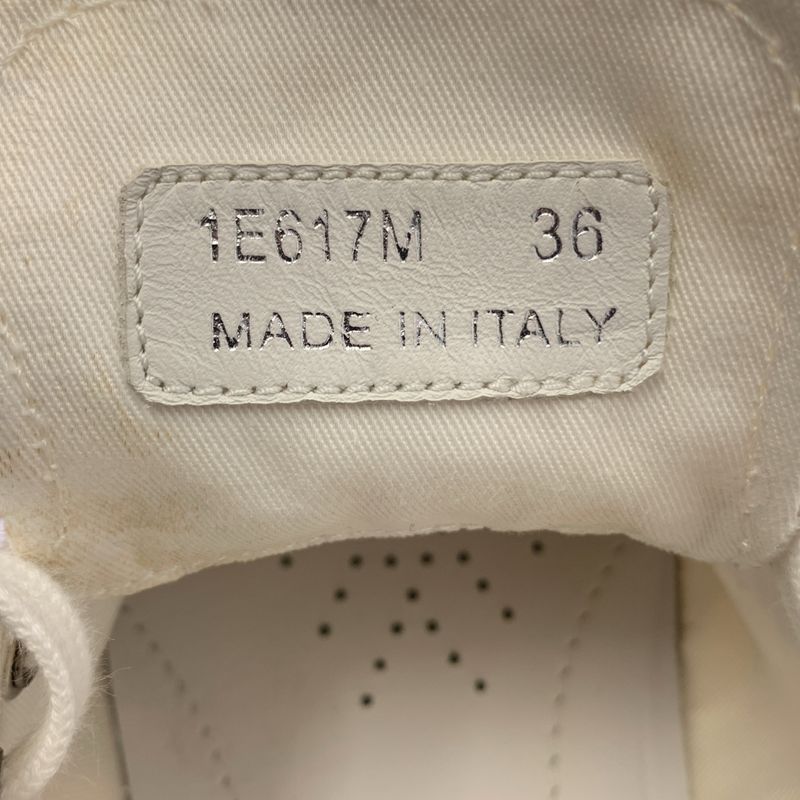 Prada Dotted Canvas Pointed Toe Sneakers - 36 - White - Women's