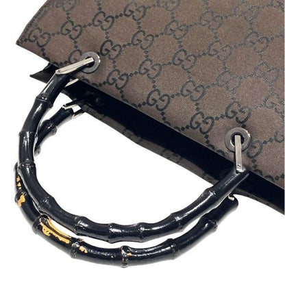 Gucci Bamboo 002-1016 Brown Nylon Bag Handbag Women