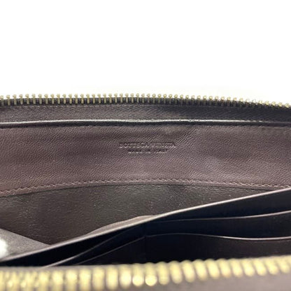 Bottega Veneta Round Zipper Long Wallet Brown Intrecciato