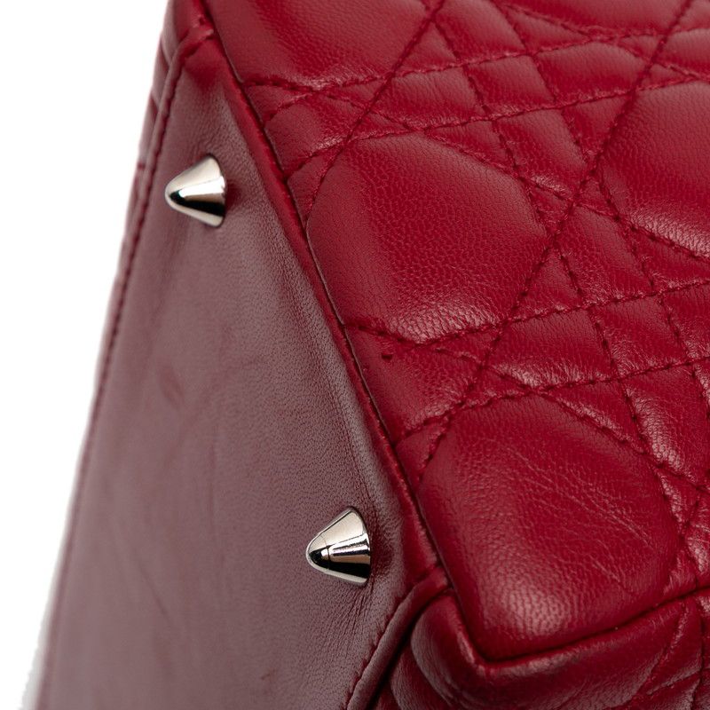 Dior Lady Dior Canage Medium Handbag Shoulder Bag 2WAY Red Leather Women's Dior