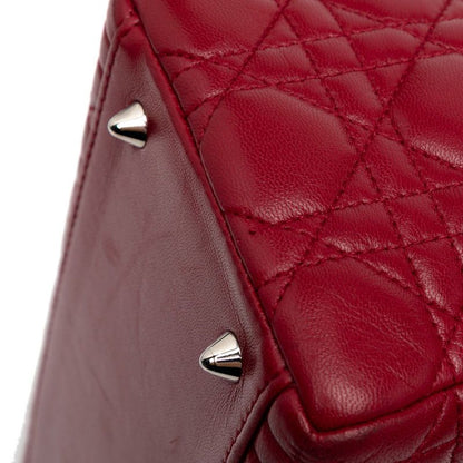 Dior Lady Dior Canage Medium Handbag Shoulder Bag 2WAY Red Leather Women's Dior