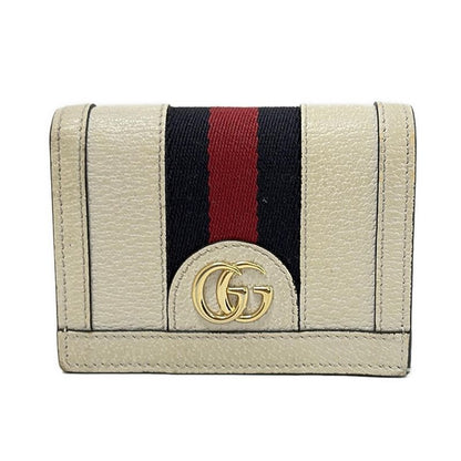 Gucci Bifold Wallet Ophidia 523155 Ivory And Navy And Red Leather