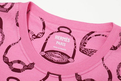 Hermes Cut And Sewn Size 34 Stirrup Illusion Short Sleeve T-shirt All Over Made