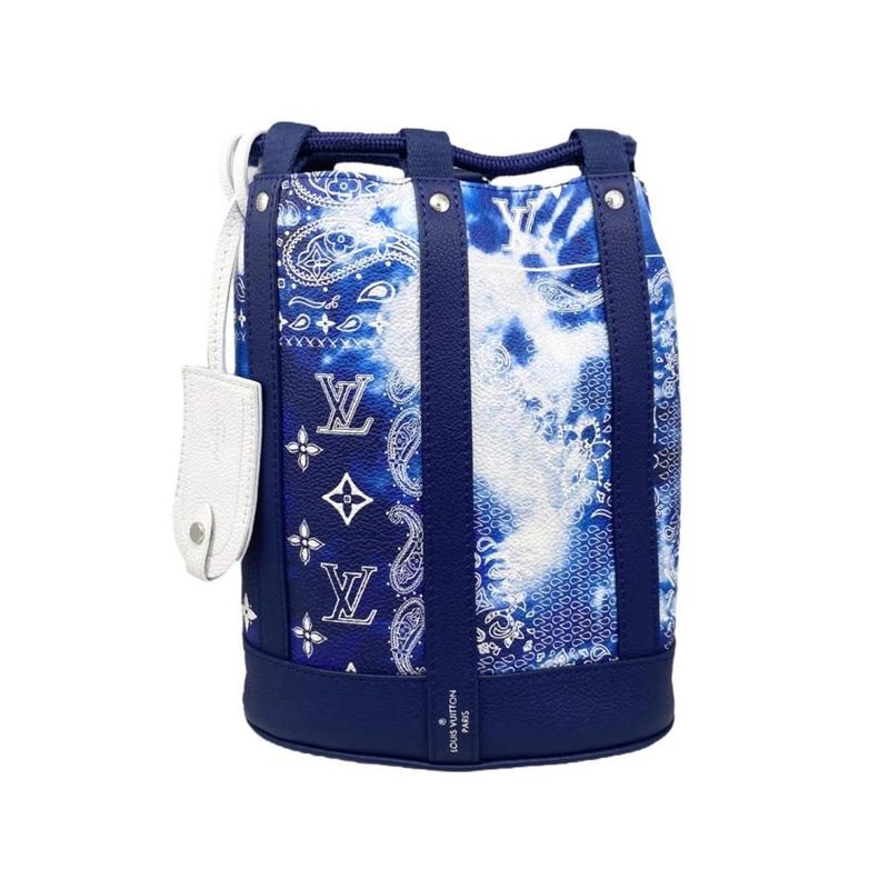 Louis Vuitton Shoulder Bag Randonnee PM Monogram Bandana Blue White Silver