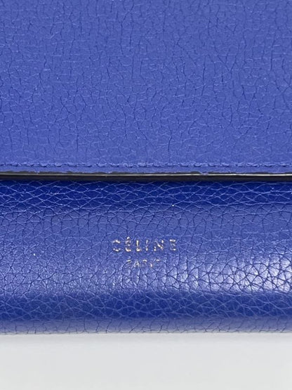 Celine Long Wallet Fold Wallet Blue Leather 01bs074