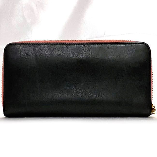 Loewe Round Zipper Long Wallet Black Pink Anagram Wallet