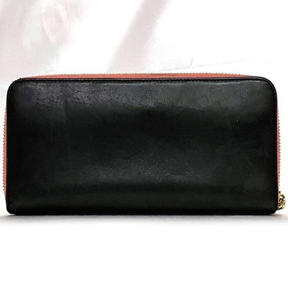Loewe Round Zipper Long Wallet Black Pink Anagram Wallet