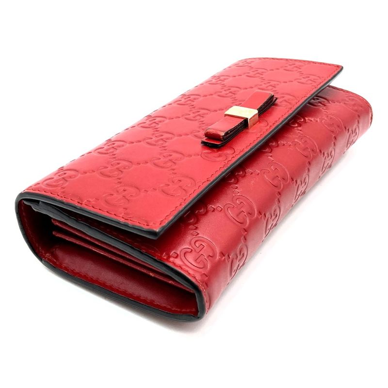 Gucci 388679 Guccissima Wallet Leather Red Women's Fashion Accessories