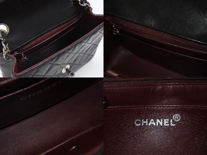 Chanel Mini Quilted 17 Shoulder Bag CC Logo Lambskin Black Silver — view 8