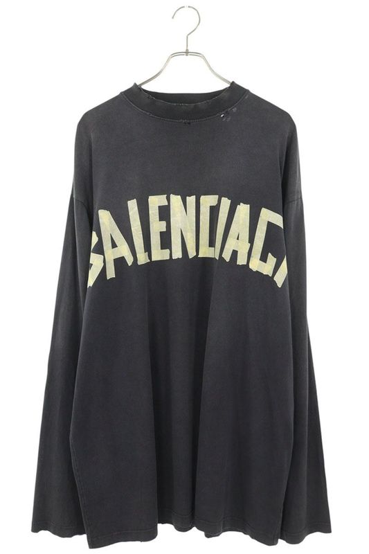 Balenciaga 23SS 739783 Tova9 Tape Logo Oversized Long Sleeve Cut And Sewn Men's
