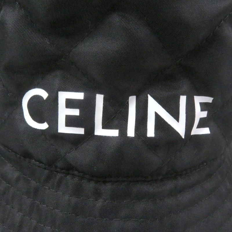 Celine 2aub0930c Logo Print Cotton Quilted Bucket Hat Black M Made In France