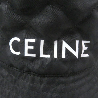 Celine 2aub0930c Logo Print Cotton Quilted Bucket Hat Black M Made In France