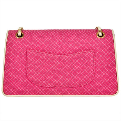 Chanel Micro Quilted Chain Shoulder Bag Jersey Pink Gold Hardware Coco Mark