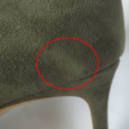 Louis Vuitton Heartbreaker Line Suede Pumps Khaki Gold Hardware 37 With Box