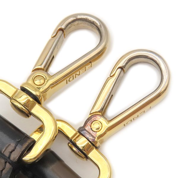 Fendi Shoulder Strap You Mini Calf Brown and Black Gold Hardware Brown Zucca