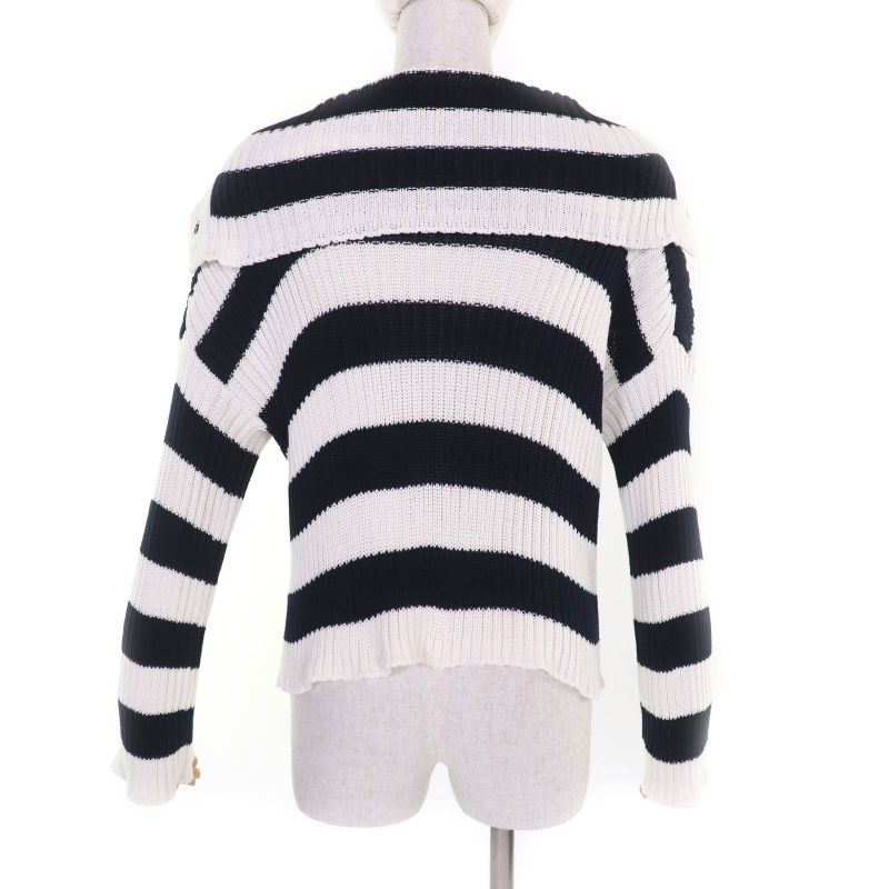 Christian DIOR 25SS 524s13a7025 100% Cotton Striped Sailor Collar Long Sleeve