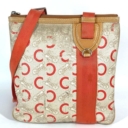 Celine Shoulder Bag Logo Macadam Carriage Leather / Coated Canvas Orange