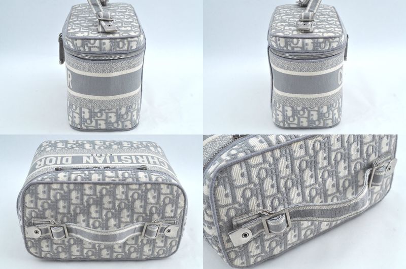 Christian DIOR Trotter Cosmetic Bag Pouch Canvas Gray 2183n