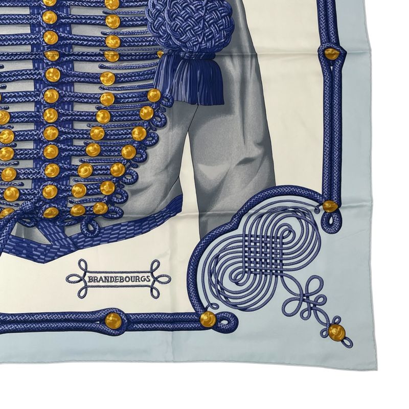 Hermes Carre 90 Brandebourgs Brandenburg Decor Scarf Silk Blue