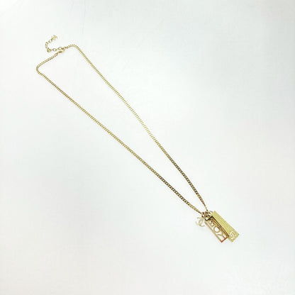 Chanel Boy Chanel Plate Long Necklace Ab7909 Gold GP Rhinestone Boy