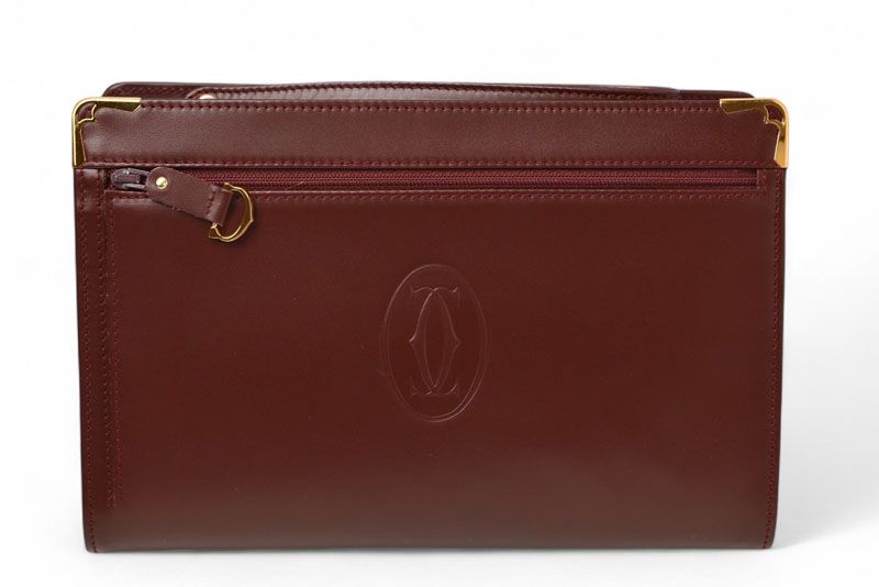Cartier Clutch Bag Must Line Cartier Vintage Men's Bag Leather Bordeaux
