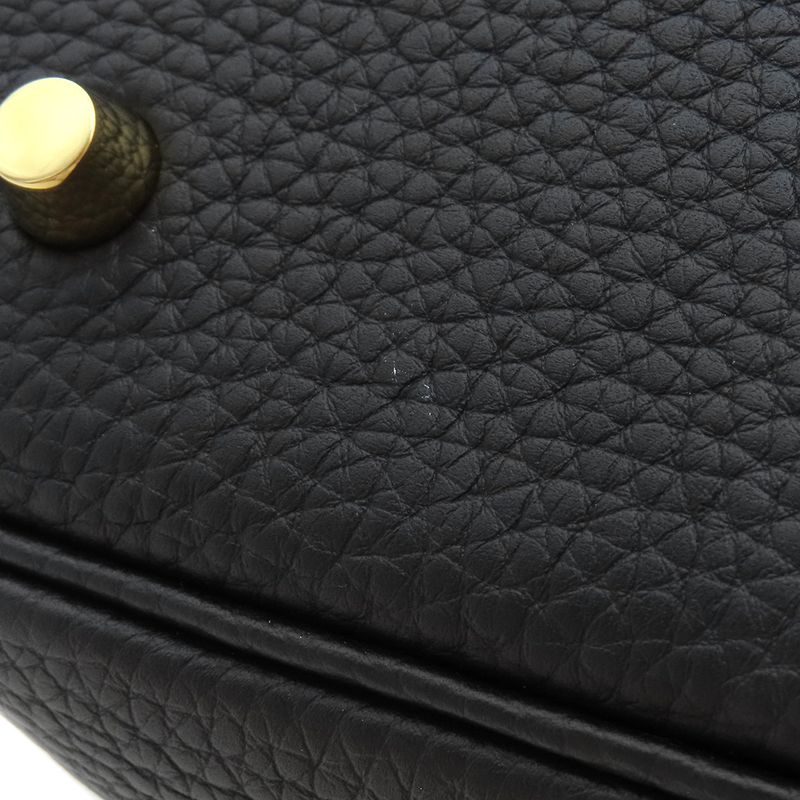 Hermes Handbag Picotin Lock MM Taurillon Clemence Black Gold Hardware Black