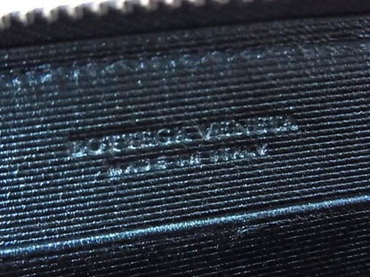 Bottega Veneta Intrecciato Leather Round Zipper Long Wallet Blue Fu2136