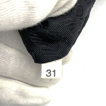 Prada Handbag Shoulder Bag Black Wool Tweed Leather Women Fashion