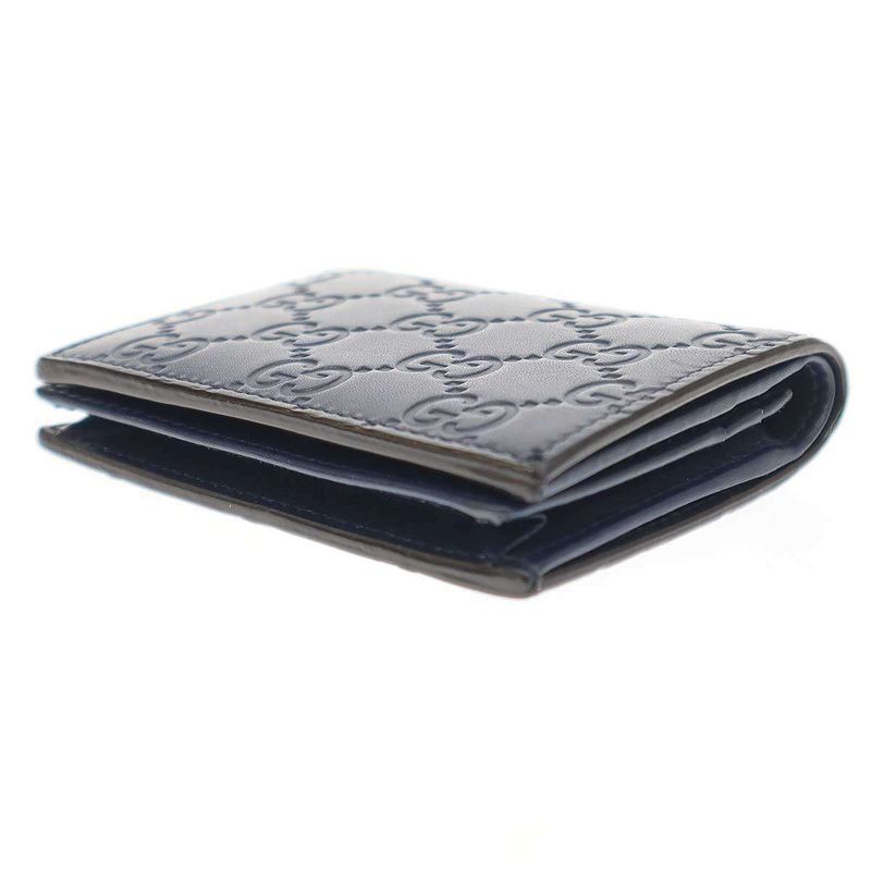 Gucci Striped Leather Compact Wallet 410120 Navy