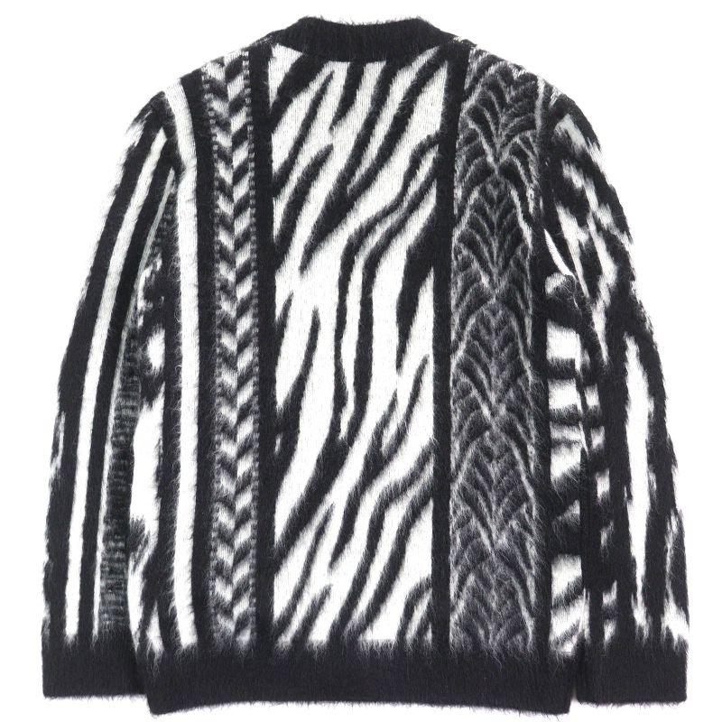 Saint Laurent Paris 21AW 690064 Mohair Cardigan Oversized Black White XS Made