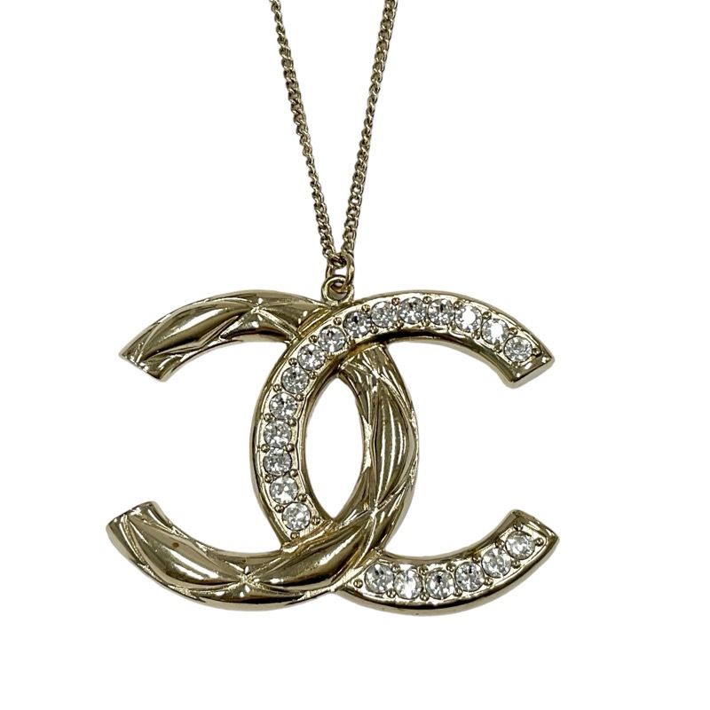 Chanel Necklace Pendant Choker Gold Coco Mark Rhinestone