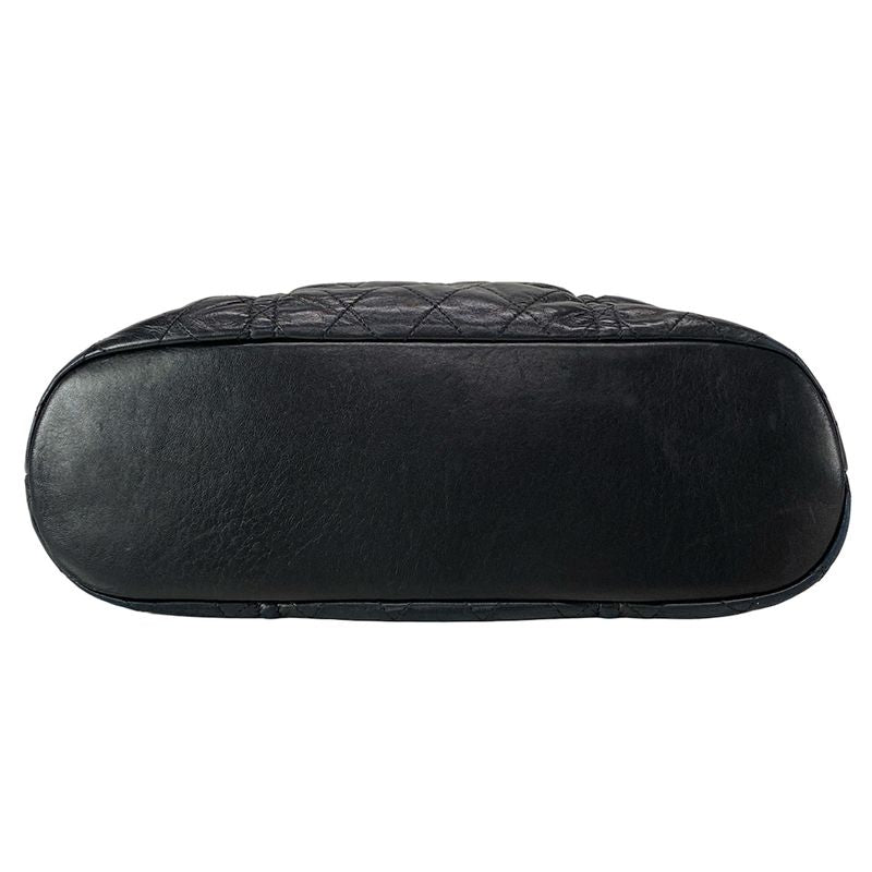 Chanel Matelasse Black Chain Shoulder Bag / Silver Hardware / Gathered Lambskin