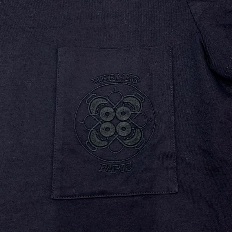 Hermes Top Cotton Black Embroidery T-Shirt