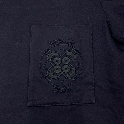 Hermes Top Cotton Black Embroidery T-Shirt