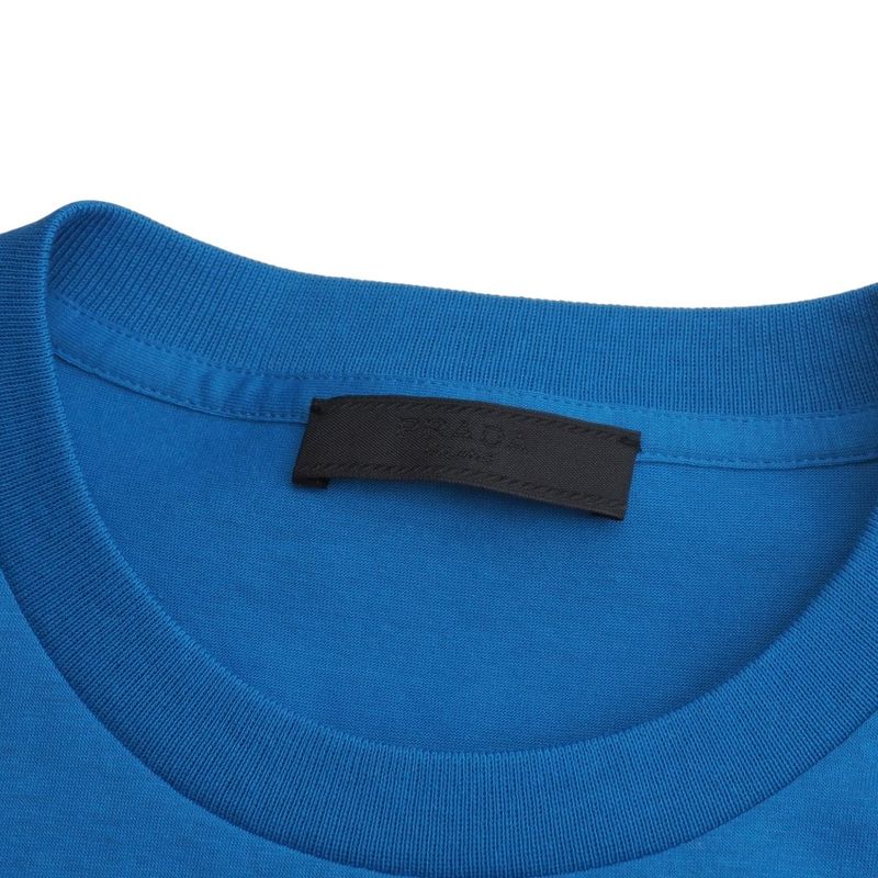 Prada Short Sleeve T-shirt Size M Triangle Patch Crew Neck Chest Pocket