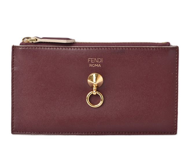 Fendi Mini Wallet Coin Case Card Case Pass Case Burgundy