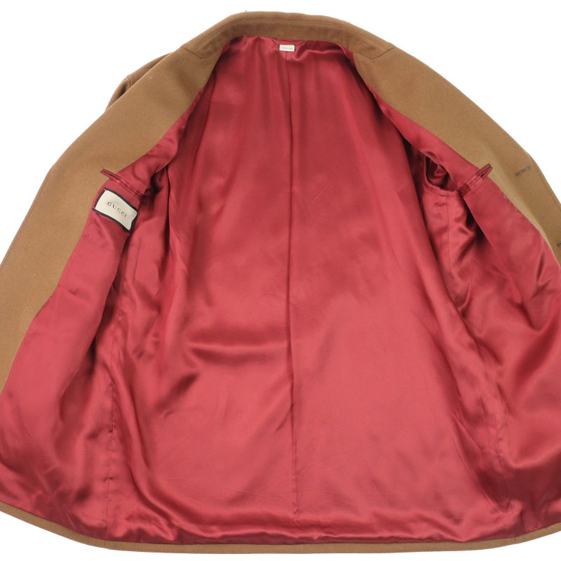 Gucci 728446 100% Cashmere Snake Embroidery Gold Button Single Breasted Coat